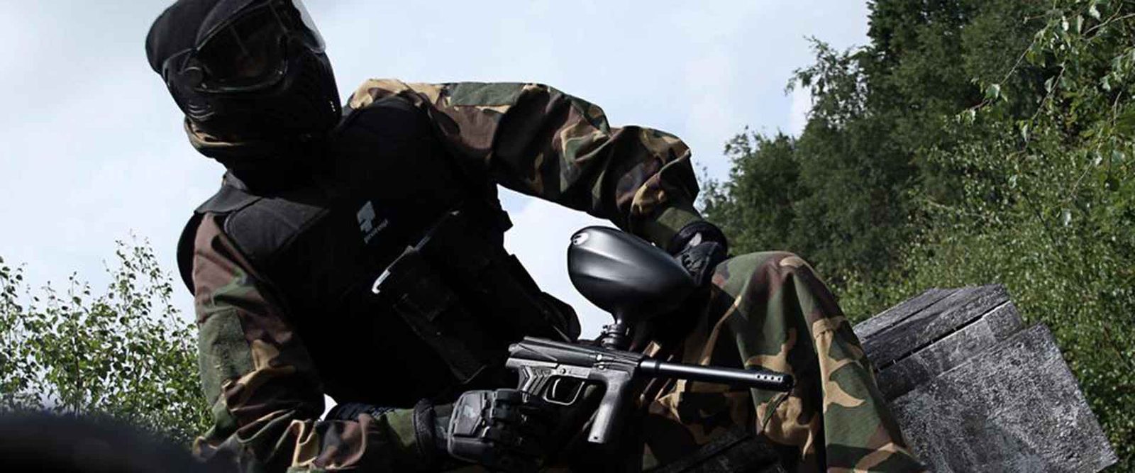 Paintball player in action at Paintball Atlanta